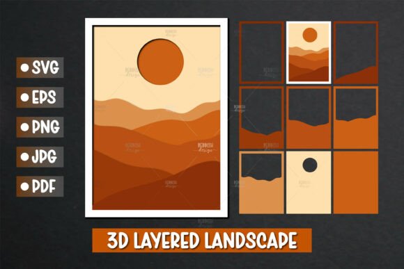 3D Layered Hills with Sun Scene Papercut Review