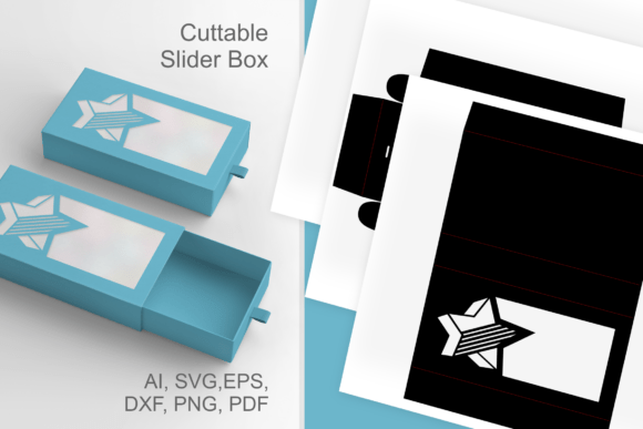 3D Star Wide Window Drawer Favor Box: 3D SVG for Independence Day