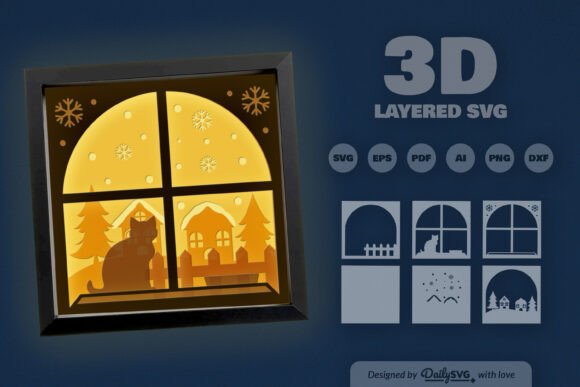 3D Winter Cat on Windows Layered Papercu 3D SVG Review