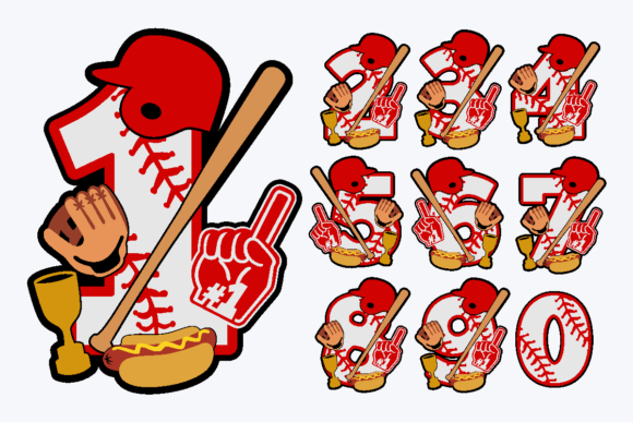 Baseball Numbers 3D SVG Shapes for Brand Design