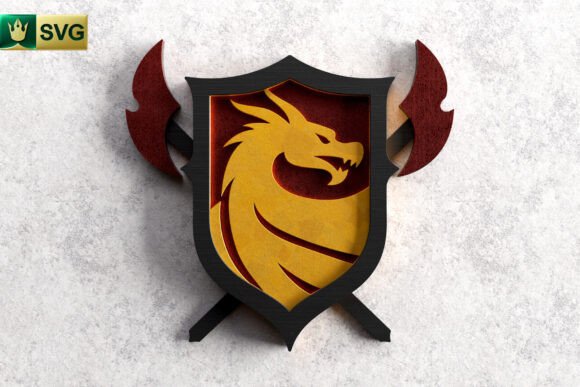 Dragon Shield 3D SVG: Fantasy And Fairy Tales Asset