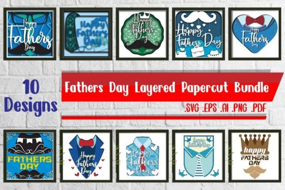 Fathers Day 3D SVG Bundle for Shadow Boxes