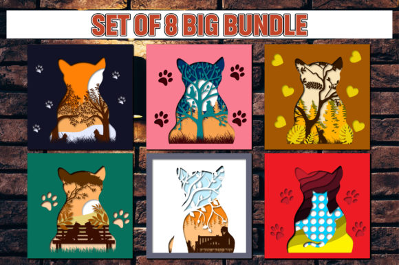 Layered Big Cat 3D SVG for Shadow Boxes