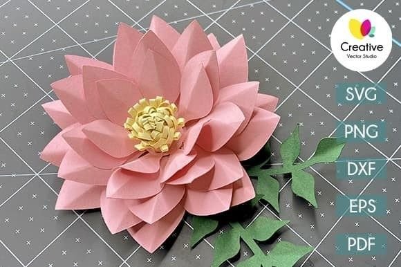Lotus Paper Flower SVG Template №9: 3D SVG Branding