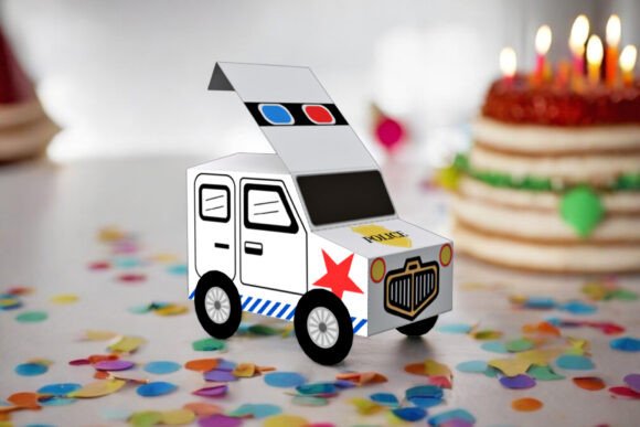 Police Car Favor 3D SVG: Shapes for Client Projects