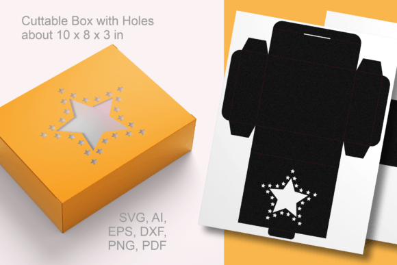 Star Window Rectangular Favor Box: 3D SVG Shapes